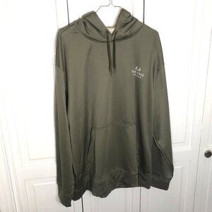 Real Tree Fishing Hoodie Sweatshirt Green Large Pullover Lined Hood
